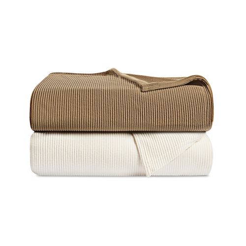 Centex Ribbed Fleece Blanket, Queen 90x90, 2.73 lbs, Sand